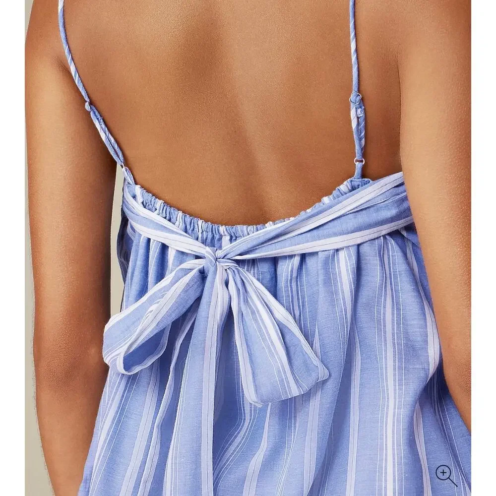 J. Crew Floaty Midi Dress in Striped Cotton Voile XS Beachy Nautical Resort NWT - Picture 3 of 12